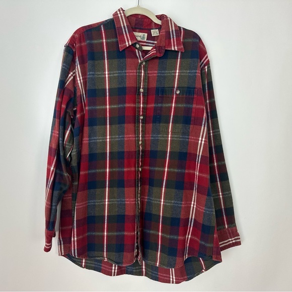 Vintage Fieldmaster Flannel Shirt XLT Red Plaid Lined Jacket Shacket 100% Cotton - Picture 1 of 11